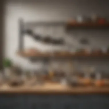 Organized Kitchen with Essential Utensils A well-organized kitchen showcasing utensils including a slotted spoon