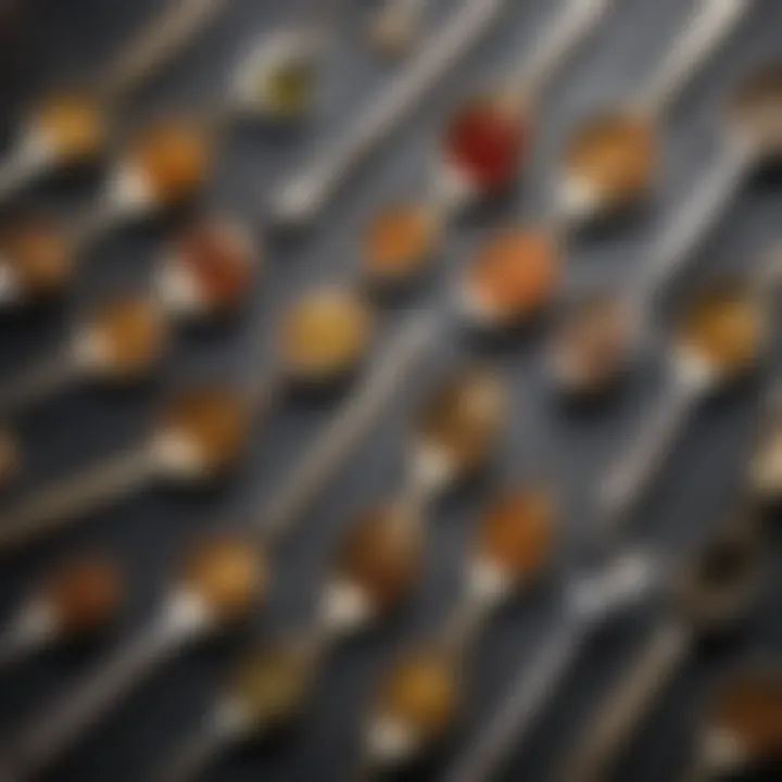 Variety of slotted spoons in different materials