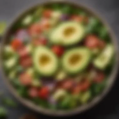 Colorful Keto Salad A vibrant keto salad featuring avocados and leafy greens