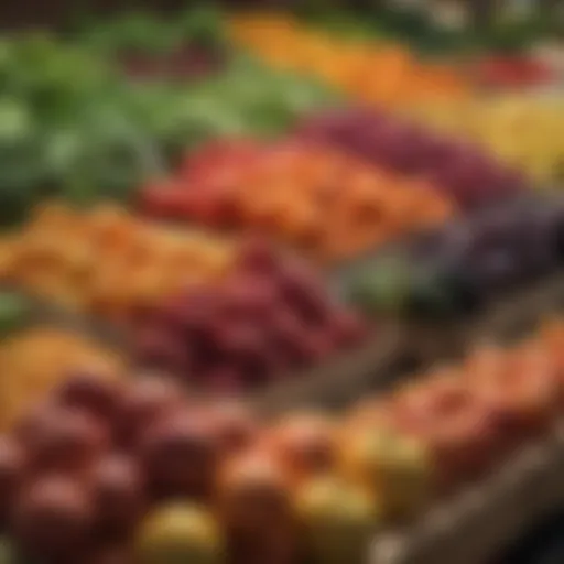 A vibrant display of fresh produce at a Baltimore food market.