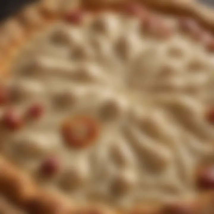 Close-up of gluten strands forming in dough