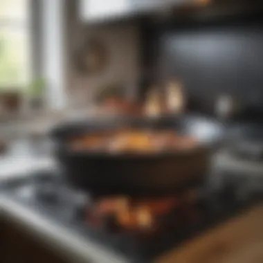 Modern Brazier Pan in Action A modern brazier pan in a contemporary kitchen setting