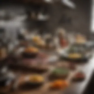 Culinary Workspace A chef's workspace adorned with high-end culinary tools and ingredients
