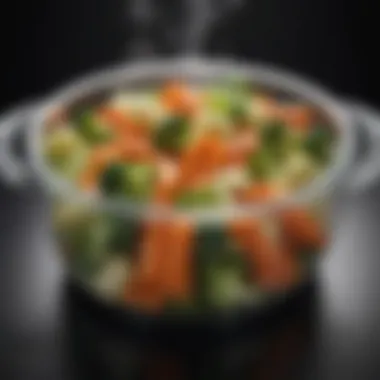 Variety of fresh vegetables beautifully steamed in the microwave steam pot.