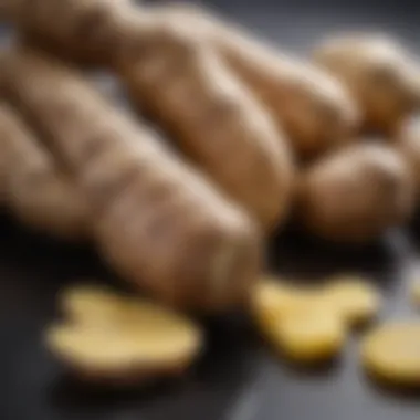 Fresh ginger root with its distinctive texture