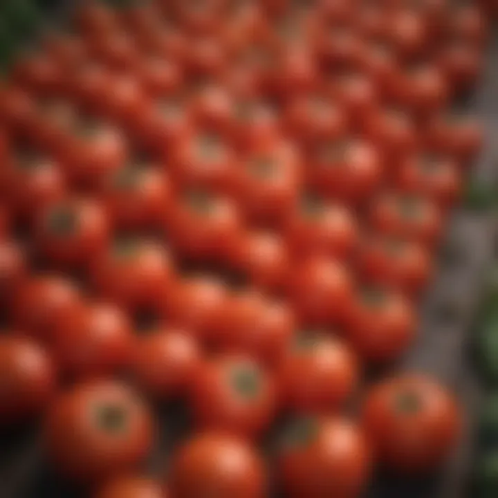 A lush tomato harvest ready for collection, symbolizing successful cultivation.