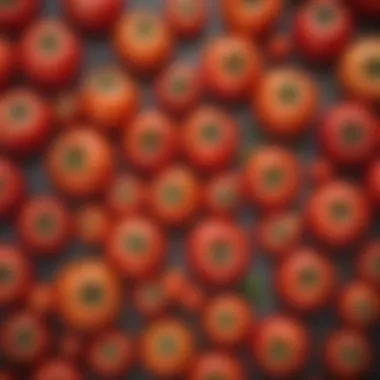 Close-up of different tomato varieties highlighting their unique characteristics.