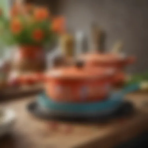 Vibrant set of Pioneer Woman cookware showcasing floral patterns