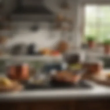 Stylish Kitchen Aesthetics Stylish arrangement of Pioneer Woman cookware in a kitchen setting