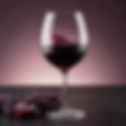 Close-up of a glass of Malbec wine showcasing its deep purple hue