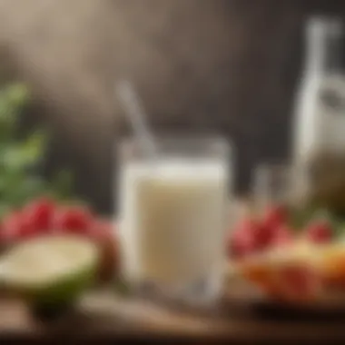 A glass of refreshing kefir surrounded by fresh ingredients