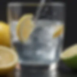 Lemon and water in a glass, symbolizing freshness