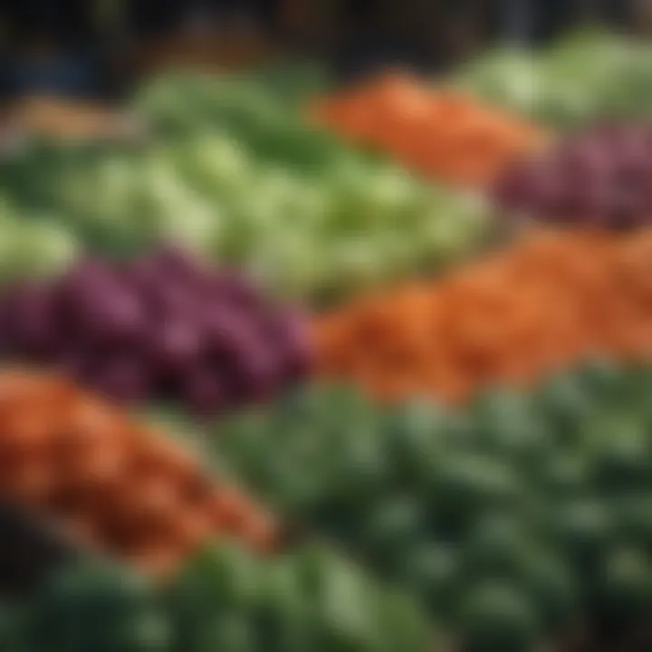 Selection of seasonal vegetables at a market