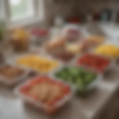 Efficient Meal Planning for Busy Lives An organized meal prep station with containers and recipes