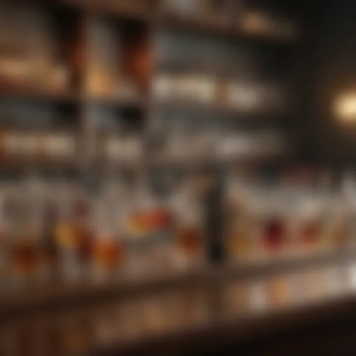A sophisticated bar setup showcasing different types of liquor