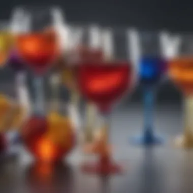 Close-up of eco-friendly colored plastic wine glasses