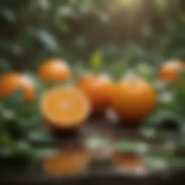 Oranges in Their Natural Habitat Oranges displayed in a natural setting, highlighting their growth environment
