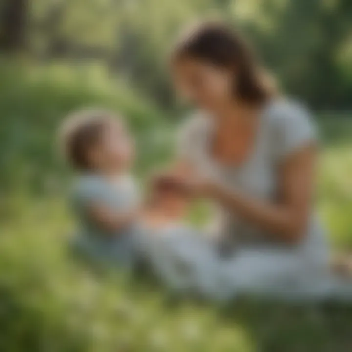 A serene mother and child enjoying a day in nature, representing shared experiences