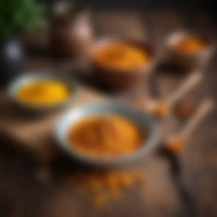 Ingredients for turmeric tea on a wooden table