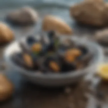 Mussels in Their Natural Habitat Artistic representation of mussels in a marine environment