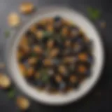 Nutritional composition of mussels on a plate