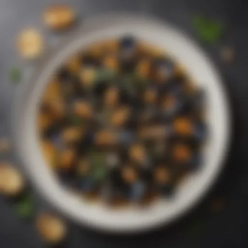 Nutritional composition of mussels on a plate