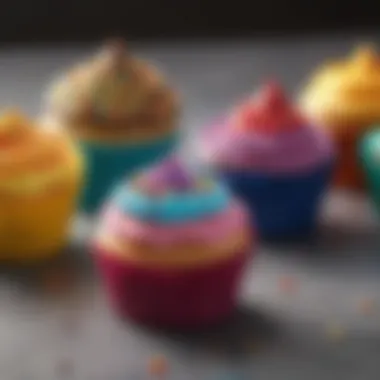 Baked cupcakes showcased in colorful liners