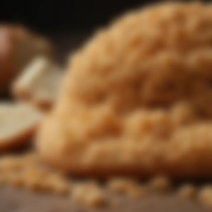 A comparison of panko and traditional bread crumbs, illustrating their distinct characteristics.