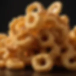 A close-up of crispy pork rinds showcasing their texture