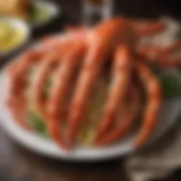 Freshly sourced king crab legs displayed elegantly on a plate
