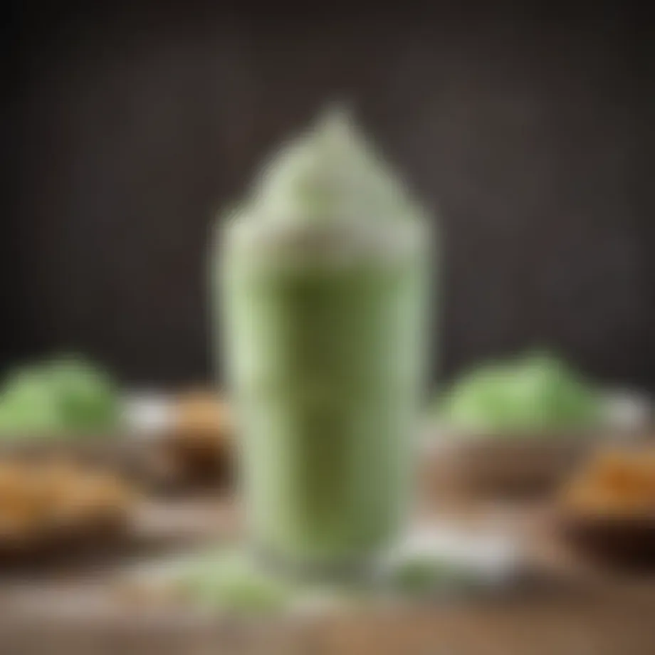 Close-up of a small Shamrock Shake showcasing its vibrant green color and whipped cream topping