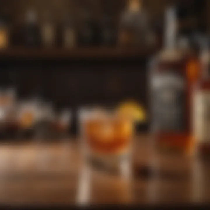 An array of classic cocktails made with rye whiskey on a bar