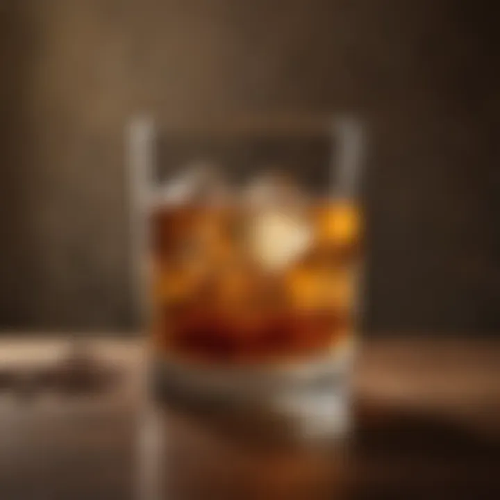 A glass of rye whiskey with rich amber hue and unique characteristics