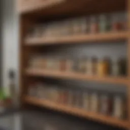 Elegant slide-out spice rack organizer showcasing various spices.