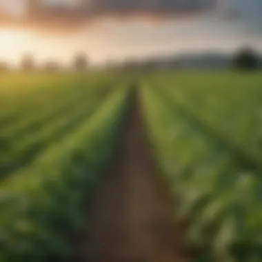 Soybean plants in a lush green field