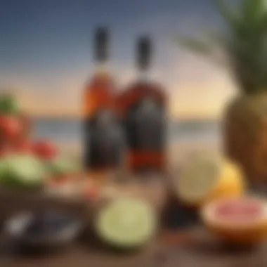 A cocktail featuring Malibu Black Rum alongside healthy food options