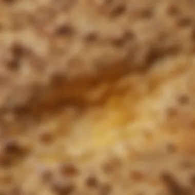 A close-up of a flaky crust revealing its texture