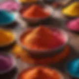 Colorful powders used in Holi celebrations