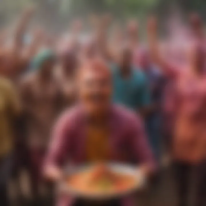 Group of individuals joyfully celebrating Holi