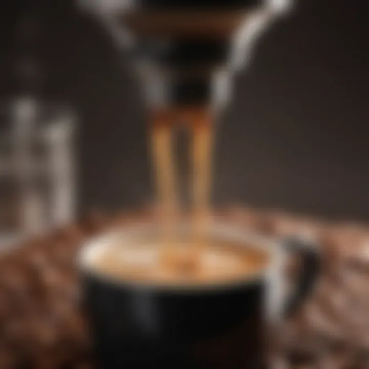 Close-up of coffee brewing process highlighting rich aroma and texture