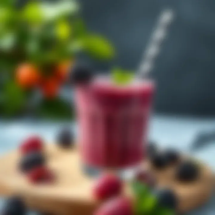 A vibrant smoothie made with blackberries and other fruits
