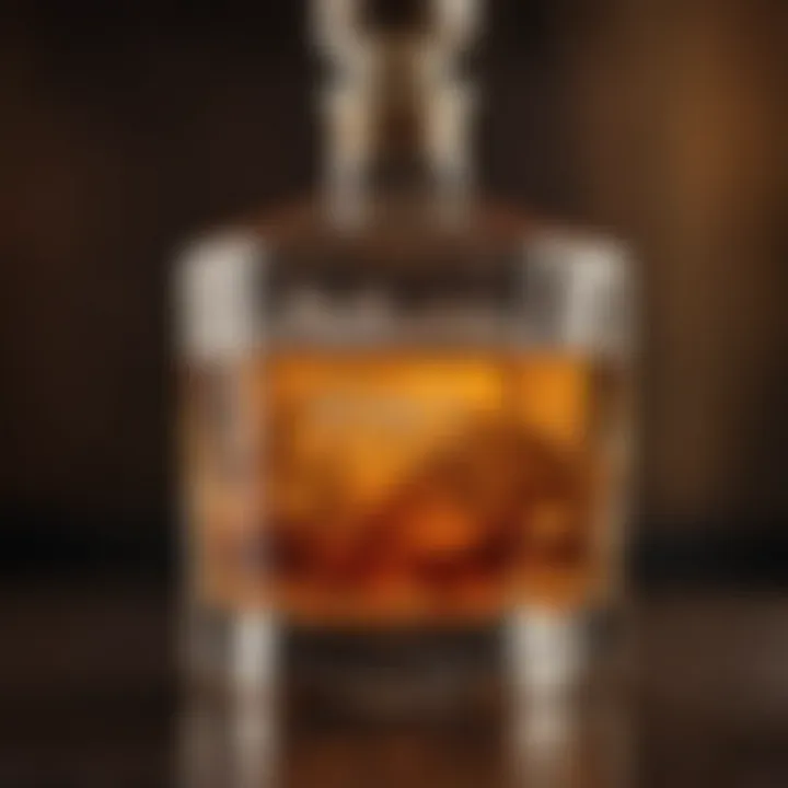 Close-up of whiskey with rich amber color