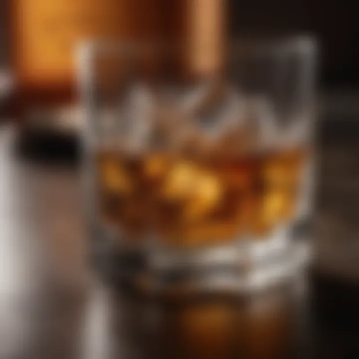 A crystal glass showcasing whiskey reflecting light