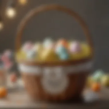 A personalized Easter basket adorned with custom names and unique decorations.