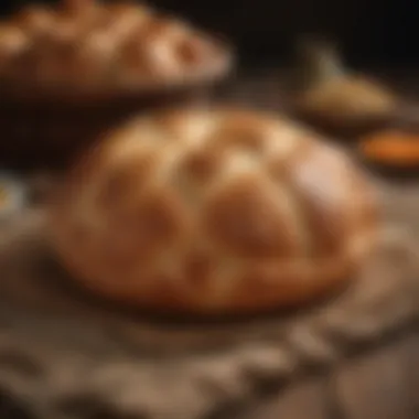 Traditional Presentation of Uzbek Bread Traditional Uzbek bread laid out on a woven mat