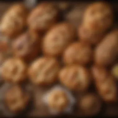 An array of different Uzbek bread varieties displayed on a wooden table