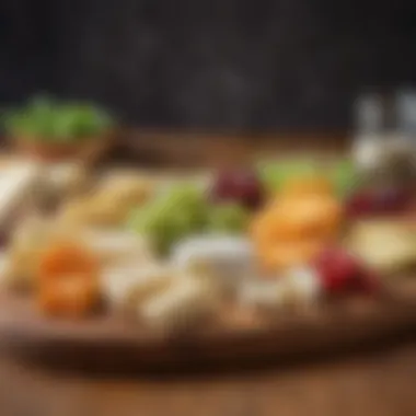 Assorted Vegan Cheese on Platter An array of vegan cheese types on a wooden platter