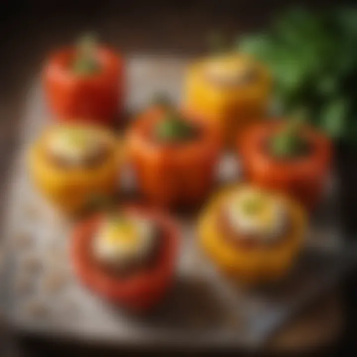 Miniature stuffed bell peppers arranged artistically