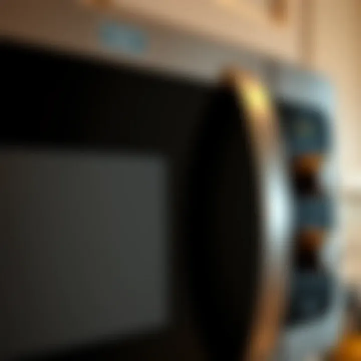 Close-up of an over-the-range microwave control panel