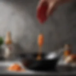 Big silicone spatula in action on a skillet